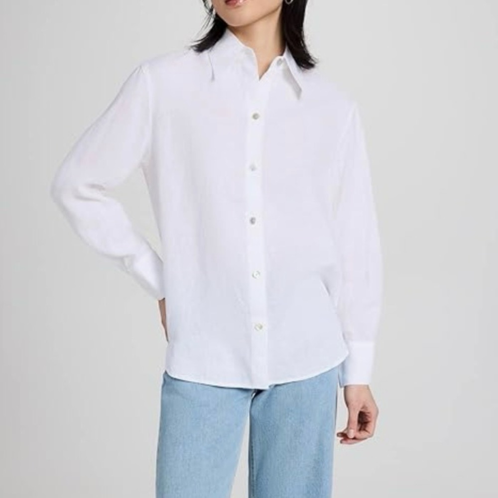 Vince Classic White linen blend Button-Up Shirt size M - Picture 6 of 16
